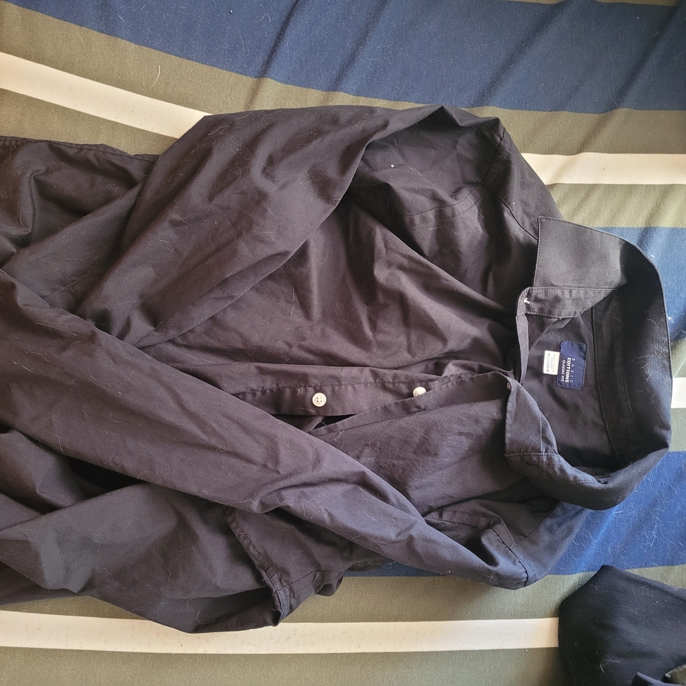 Basic Editions Men's Dark Navy Dress Shirt